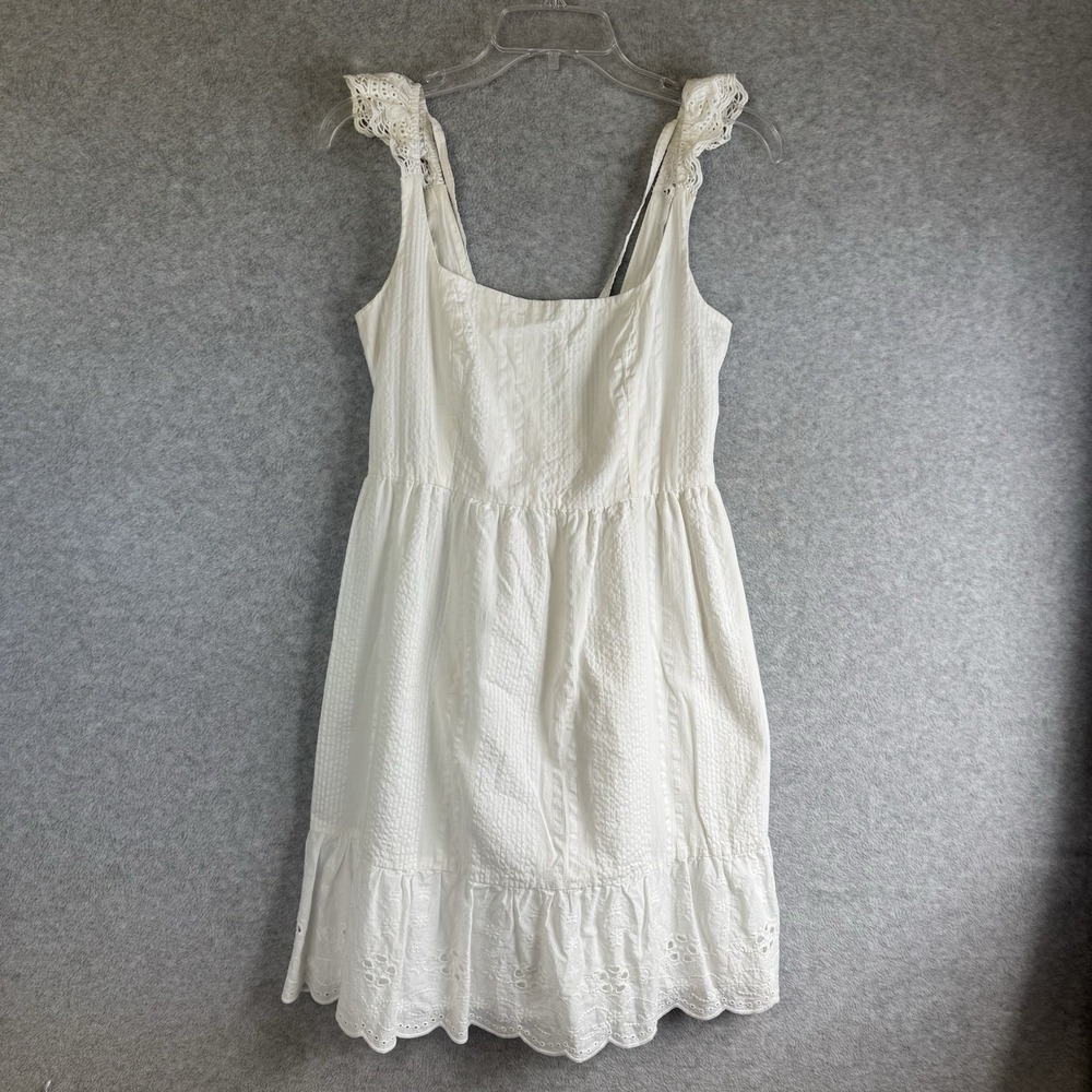 Women Cap Sleeve Eyelet Mini A-Line Dress - White XS Maurice's Beach Summer
